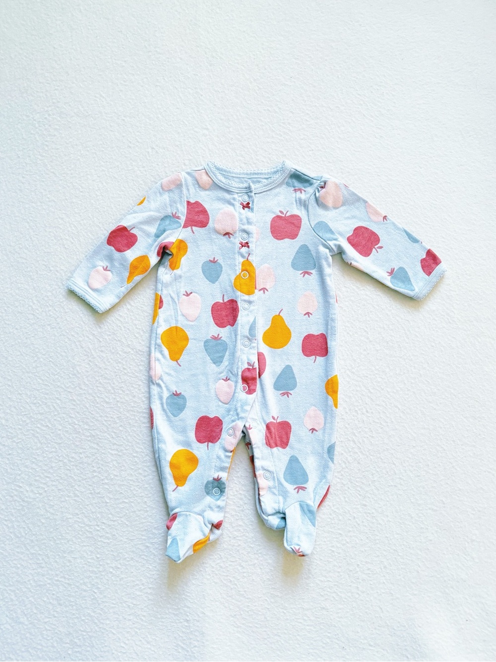 3/$25 Carter's Baby Girl Fruit Pointelle Footed Sleeper Sleep and Play Blue 3M